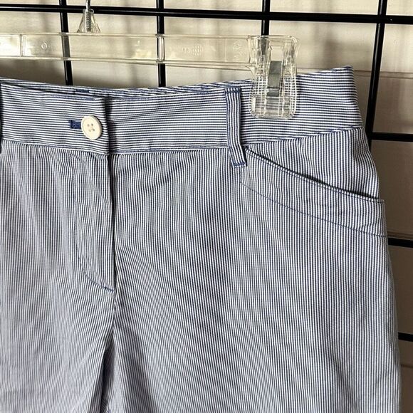 Talbots Stripe Seersucker Chino Shorts Womens 4 Blue Coastal Preppy - Picture 3 of 10